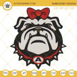 Georgia Bulldogs Bow Girls Embroidery Design Files