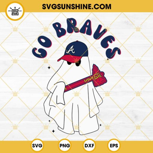 Go Braves Boo Jee Ghost SVG, Atlanta Braves Ghost Halloween SVG PNG DXF EPS Files