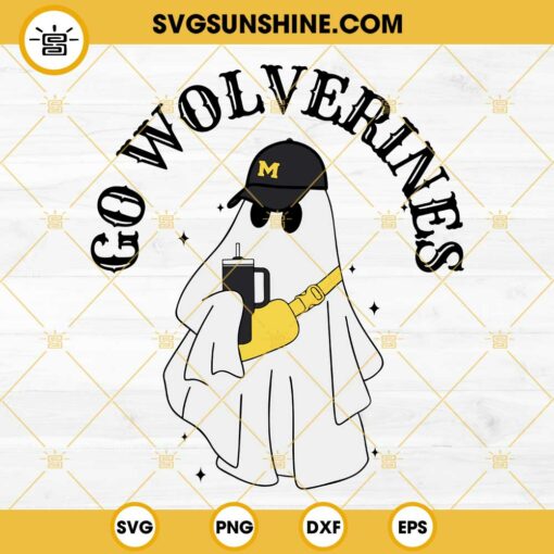 Go Wolverines Boojee Ghost SVG, Michigan Wolverines Ghost Drinking Stanley Tumbler SVG PNG DXF EPS Files