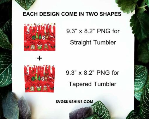Grinch And Friends Believe Christmas 3D 20oz Tumbler Wrap PNG File
