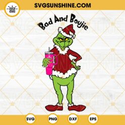 Grinch Bad And Boujie SVG, Grinch With Pink Stanley Tumbler SVG PNG Files