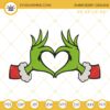 Grinch Heart Hands Christmas Embroidery Design Files