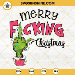 Grinch Middle Finger SVG, Grinch Merry Fucking Christmas SVG, Pink Christmas SVG