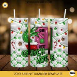 Grinch Mode On Christmas 3D 20oz Tumbler Wrap PNG File
