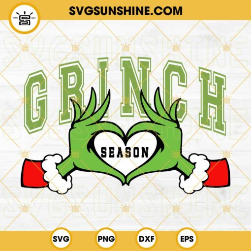 Grinch Season SVG, Grinch Hand Heart SVG, Grinch Merry Christmas PNG DXF EPS