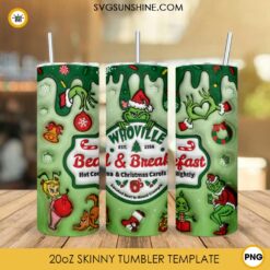 Grinch Whoville Est 1954 Bed And Breakfast 3D 20oz Tumbler Wrap PNG File