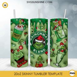 Grinchmas Blend Starbucks Christmas 3D 20oz Tumbler Wrap PNG File