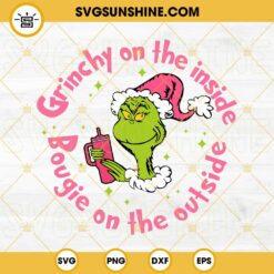 Grinchy On The Inside Bougie On The Outside SVG, Pink Grinchy SVG, Pink Christmas Stanley Tumbler SVG
