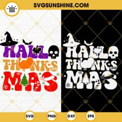 Happy Hallothanksmas SVG, Halloween, Thanksgiving, Christmas Coffee Latte Pumpkin Spice Iced SVG PNG DXF EPS