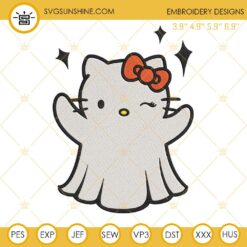 Hello Kitty Boo Ghost Halloween Embroidery Designs