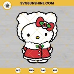 Hello Kitty Elf Christmas SVG, Cartoon Christmas Cat SVG PNG DXF EPS Cricut Silhouette