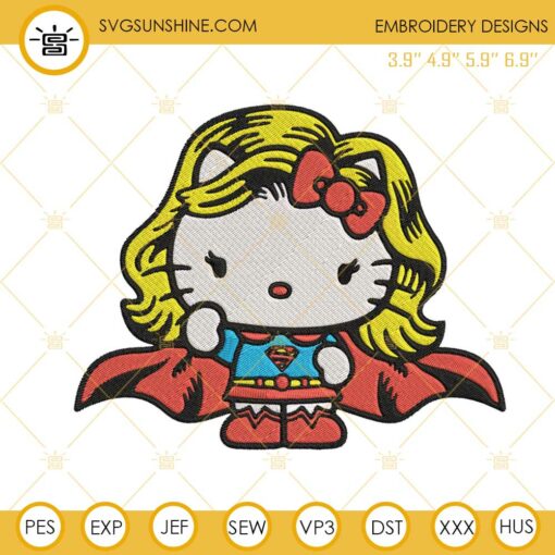 Hello Kitty Super Girl Embroidery Designs