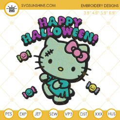 Hello Kitty Zombie Halloween Embroidery Design Files