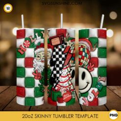 Holly Jolly Santa Claus Smile Face Christmas 3D 20oz Tumbler Wrap PNG File