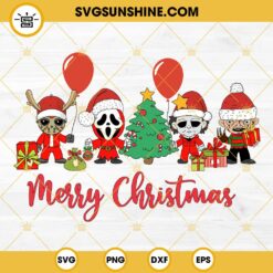 Horror Characters Merry Christmas SVG, Horror Christmas SVG, Scary Christmas SVG PNG