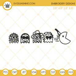 Horror Characters Pac Man Halloween Embroidery Designs