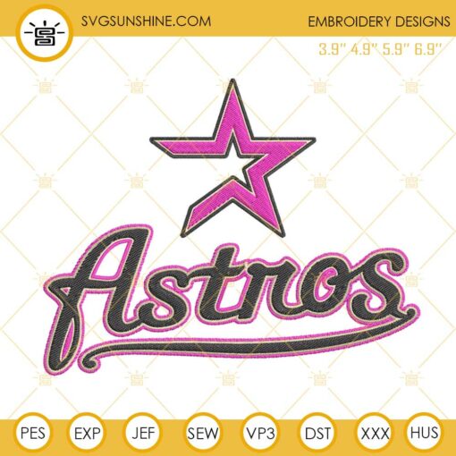 Houston Astros Pink Embroidery Designs