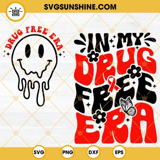 In My Drug Free Era SVG, Smiley Face SVG, Red Ribbon Week SVG