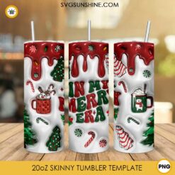 In My Merry Era Christmas Candy Coffee 3D 20oz Tumbler Wrap PNG File