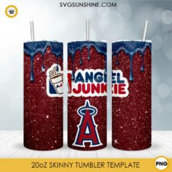 Los Angeles Angels Dunkie Junkie Glitter 20oz Tumbler Wrap PNG File