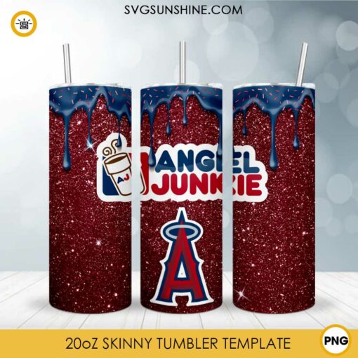 Los Angeles Angels Dunkie Junkie Glitter 20oz Tumbler Wrap PNG File