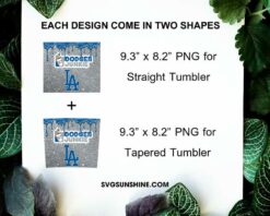 Los Angeles Dodgers Dunkie Junkie Glitter 20oz Tumbler Wrap PNG File