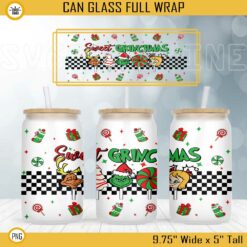Sweet Grinchmas 16oz Libbey Can Glass Wrap PNG, Grinch Max Christmas Cup Wrap PNG Digital File Download