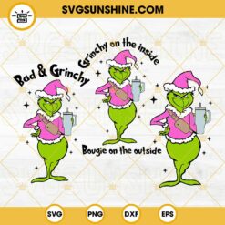 Pink Grinch SVG Bundle, Bougie Grinch SVG, Bad And Grinchy SVG, Christmas Grinch Stanley Cup and Belt Bag SVG
