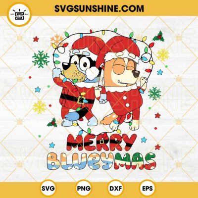 Merry Blueymas SVG, Bluey Christmas SVG, Bluey Santa Claus SVG