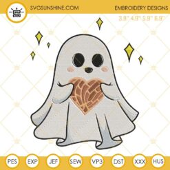 Mexican Heart Conchas Ghost Halloween Embroidery Design Files