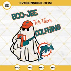Miami Dolphins Football Boojee Ghost SVG, Ghost Drinking Stanley Tumbler SVG PNG DXF EPS Files
