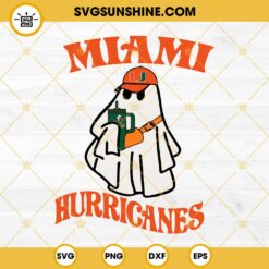 Miami Hurricanes Boojee Ghost SVG, Ghost Drinking Stanley Tumbler SVG PNG DXF EPS Files
