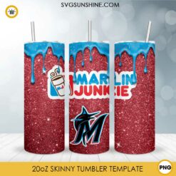 Miami Marlins Dunkie Junkie Glitter 20oz Tumbler Wrap PNG File