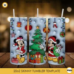 3D Puff Mickey And Minnie Merry Christmas Tumbler Wrap PNG File