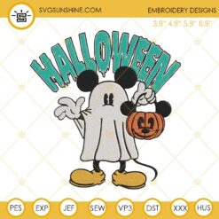 Mickey Boo Ghost Pumpkin Embroidery Design Files