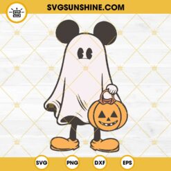 Mickey Ghost Halloween Pumpkin SVG, Disney Mickey Halloween SVG PNG Cut Files