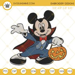 Mickey Vampire With Pumpkin Embroidery Design Files
