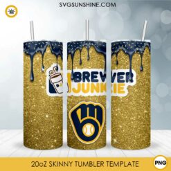 Milwaukee Brewers Dunkie Junkie Glitter 20oz Tumbler Wrap PNG File