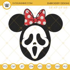 Minnie Ghost Face Scream Embroidery Design Files