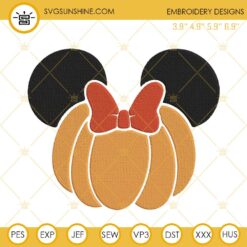 Minnie Head Pumpkin Halloween Embroidery Design Files
