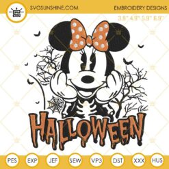 Minnie Mouse Halloween Skeleton Embroidery Design Files