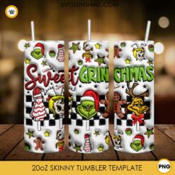 3D Sweet Grinchmas Merry Christmas 20oz Tumbler Wrap PNG File