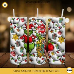 3D The Grinch And Friends Christmas Lights 20oz Tumbler Wrap PNG File