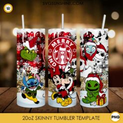 Grinch And Stitch Oogie Boogie Christmas Merry And Bright 20oz Tumbler Wrap PNG File