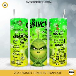 Grinch Quotes Christmas 20oz Tumbler Wrap PNG File