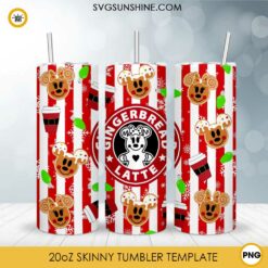 Mickey Minnie Gingerbread Latte Starbucks Christmas 20oz Tumbler Wrap PNG File