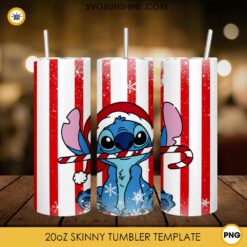 Stitch Christmas Candy Cane 20oz Tumbler Wrap PNG File