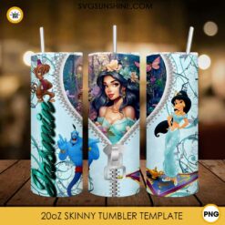 Jasmine Disney Princess Zipper 20oz Tumbler Wrap PNG Digital Download