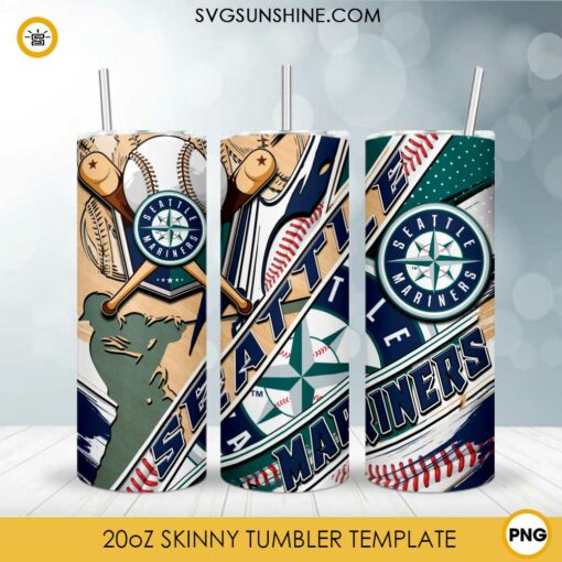 Seattle Mariners MLB 20oz Tumbler Wrap PNG File