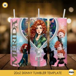 Merida Disney Princess Zipper 20oz Tumbler Wrap PNG Digital Download